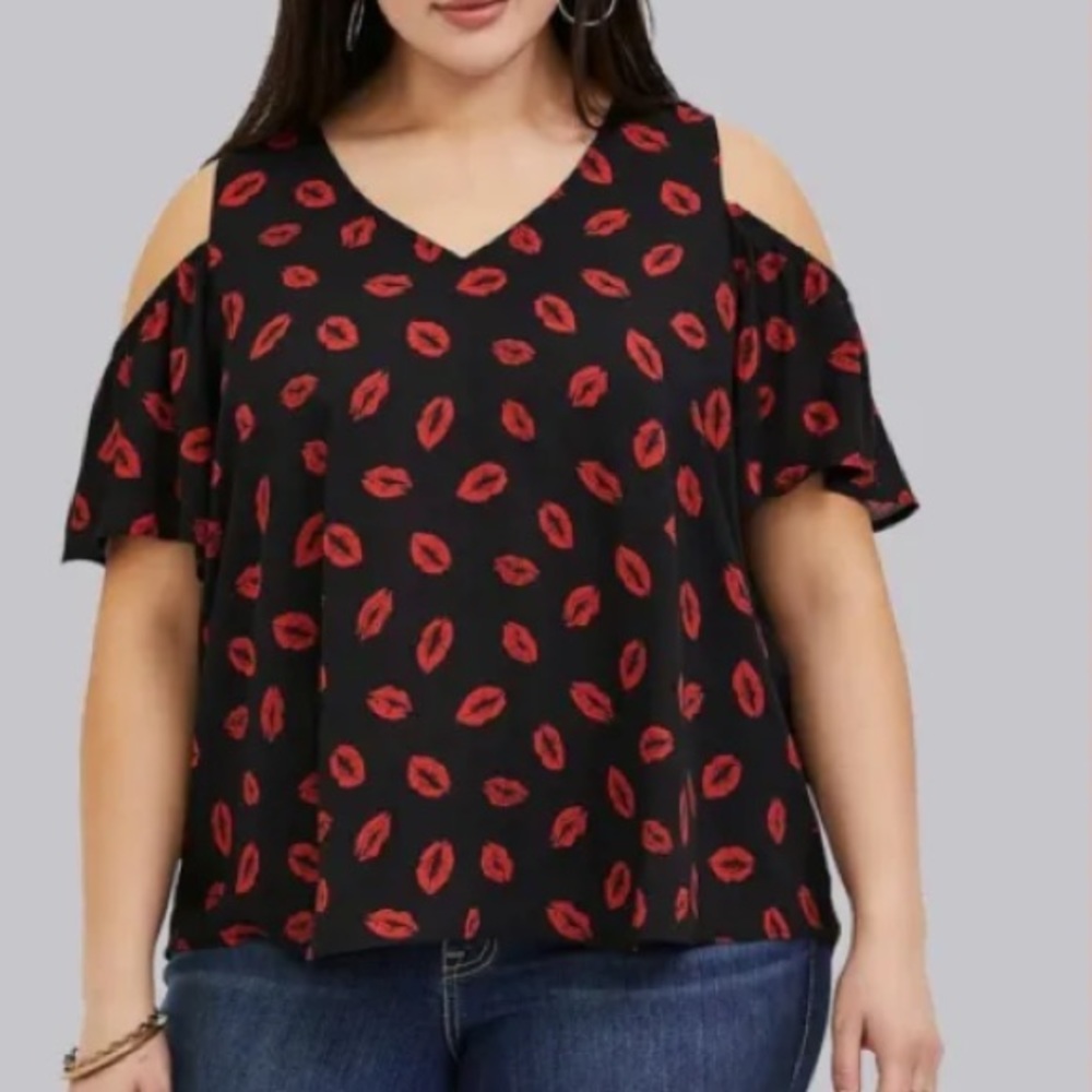 Torrid Blouse with Lips Size 1